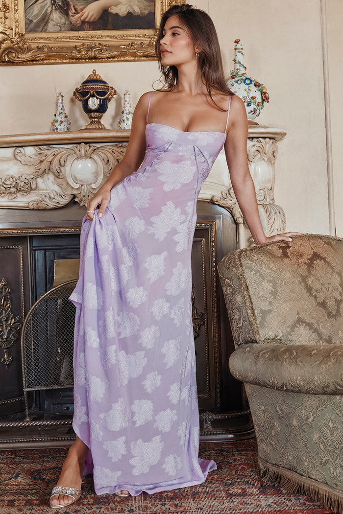 MELISSA - VESTIDO MAXI CON LACITOS Y FLORES