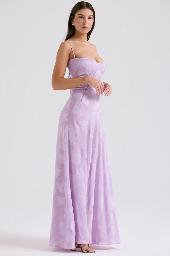 MELISSA - VESTIDO MAXI CON LACITOS Y FLORES