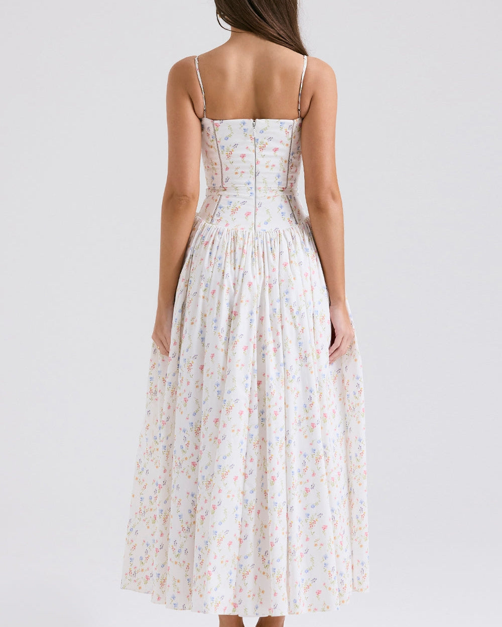 Daisy | Vestido Midi de Flores con Cintura Recolectada