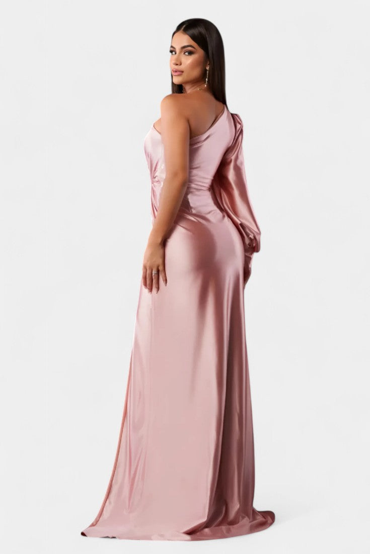 Charlotte Vestido Asimétrico Drapado de Un Hombro