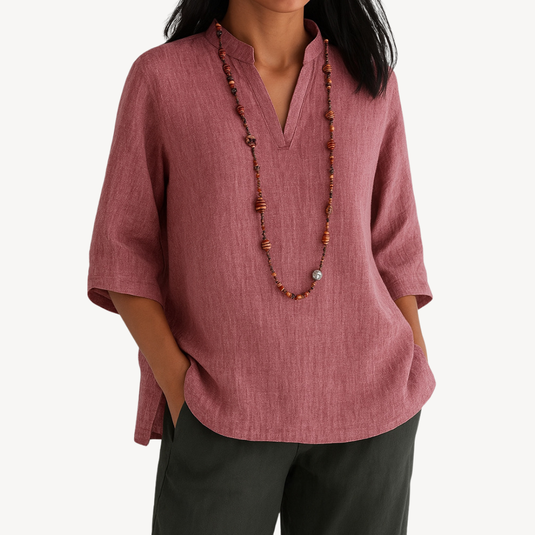 Arvella | Blusa túnica para mujer de manga tres cuartos con escote en V