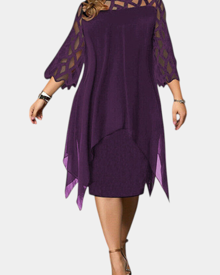 Yana Vestido Talla Grande con Mangas de Encaje