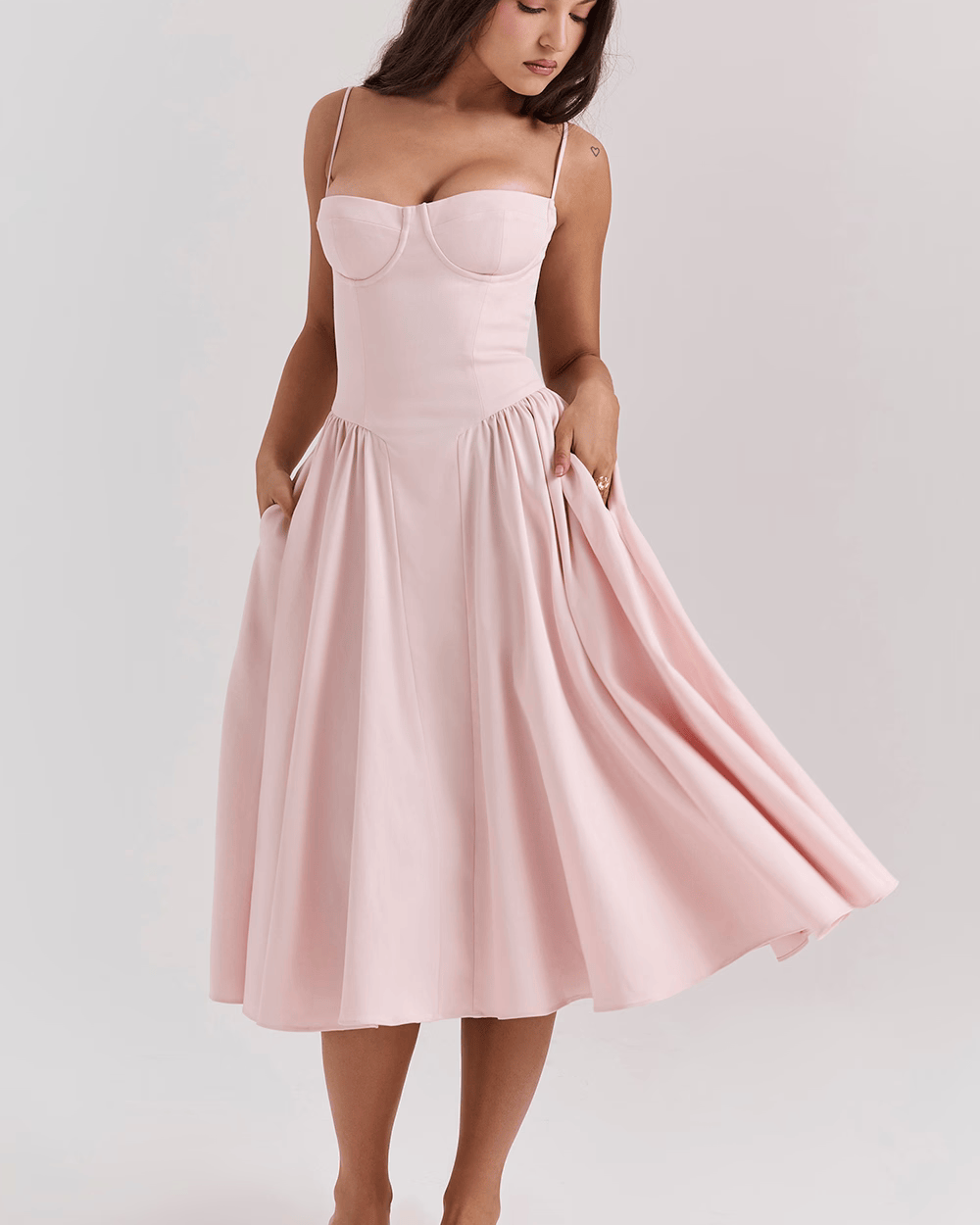 Felicity Vestido Midi Corsé Sin Mangas