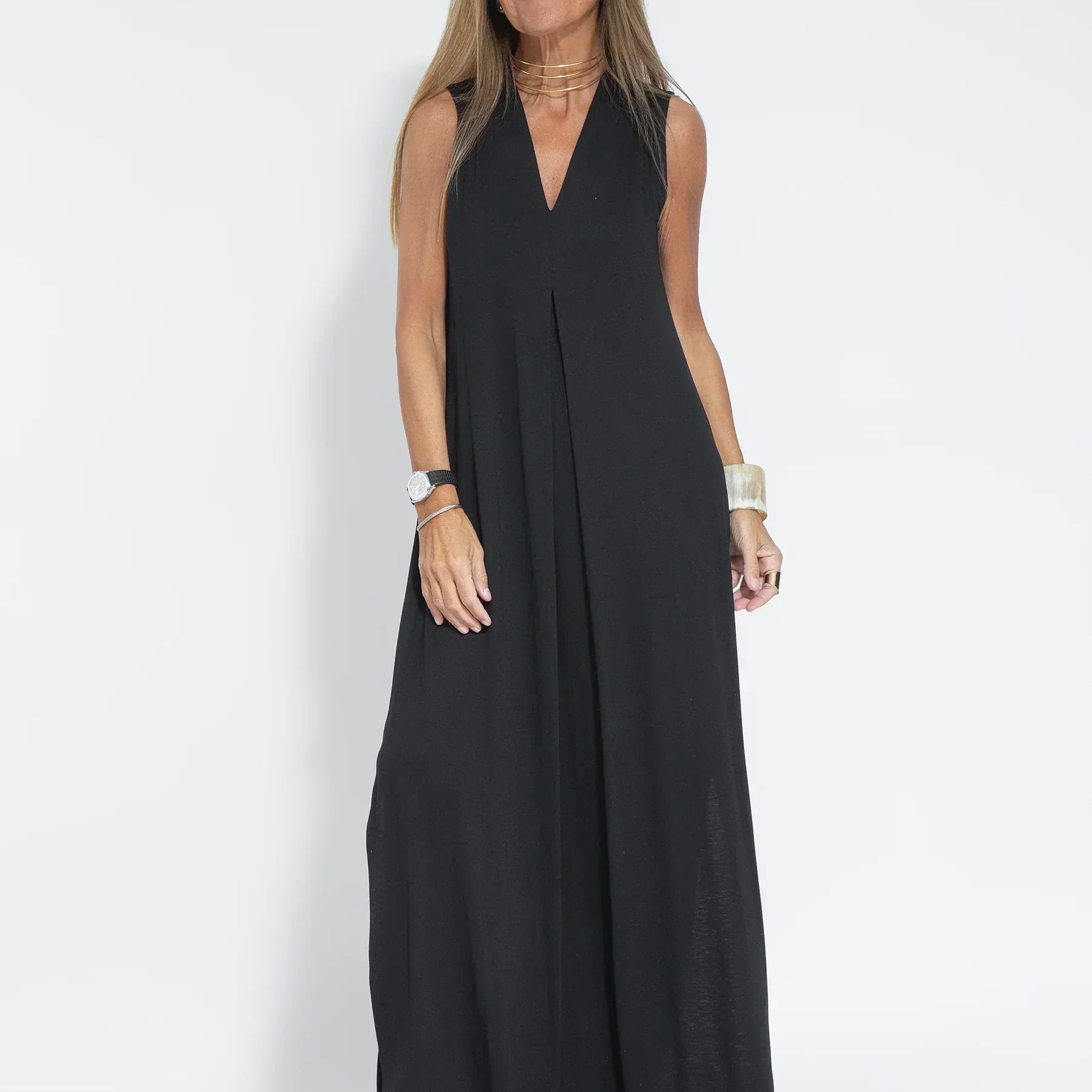 Vestido Esbelto Elevado Margarita con Chal Ocasional
