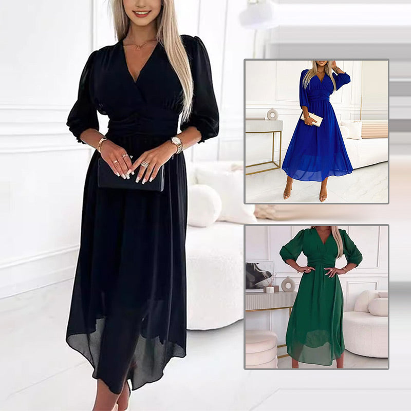 Svana - Vestido de chiffon ligero con escote en V
