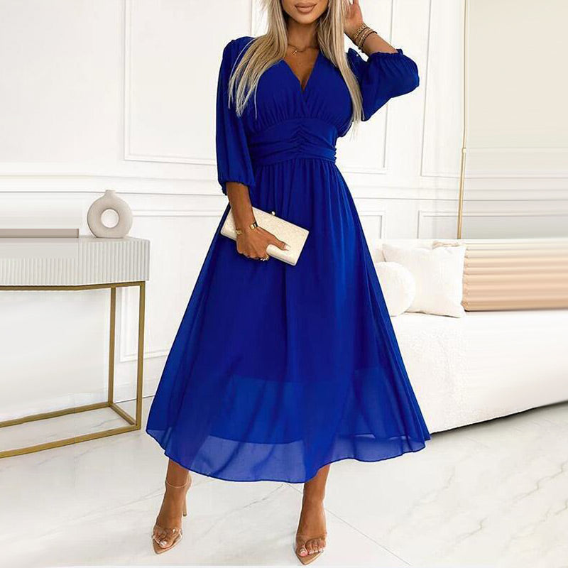 Svana - Vestido de chiffon ligero con escote en V