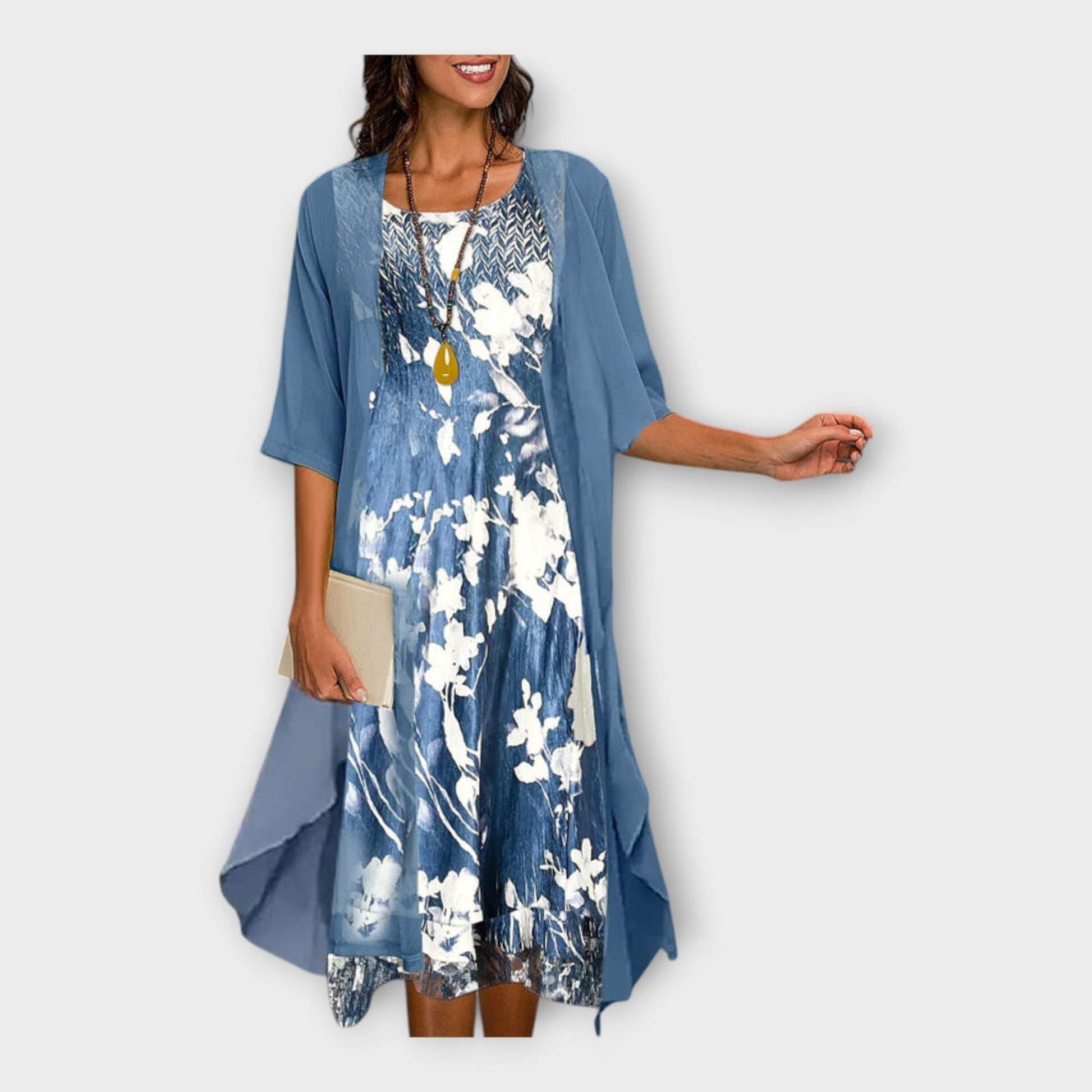 Vestido Aireado con Chaqueta Exterior y Patrones
