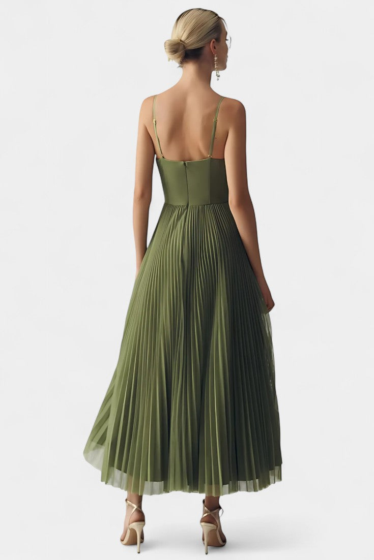 Ottilie Vestido de Chiffon Plisado con Corsé Esculpido y Escote Corazón