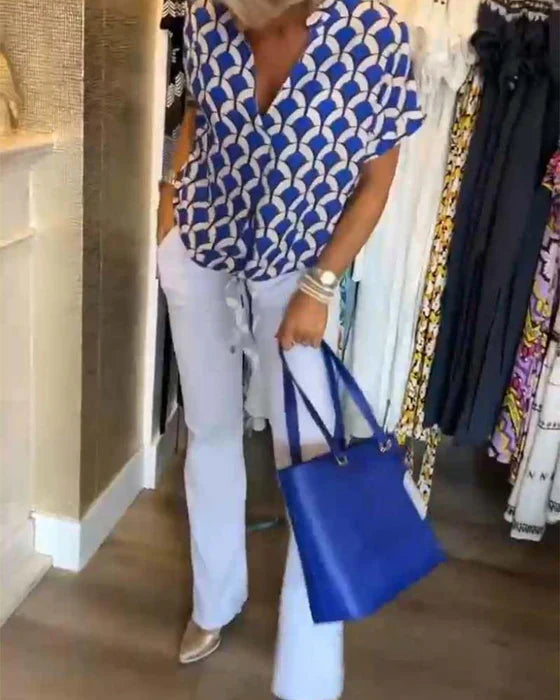Audrey | Top Casual con Estampado y Escote en V