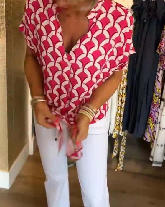 Audrey | Top Casual con Estampado y Escote en V