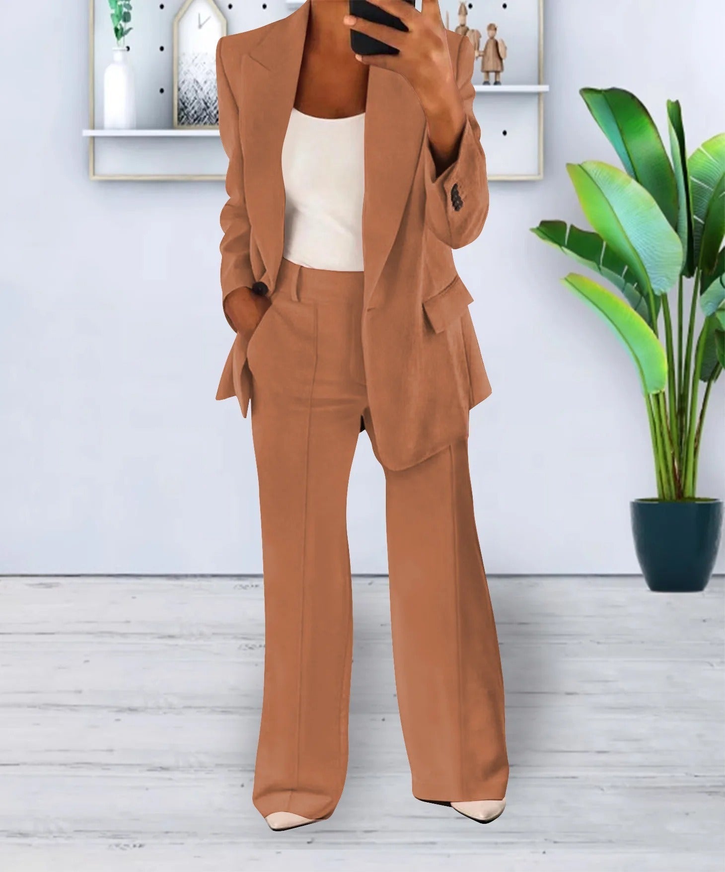 Clarimara | Conjunto para mujer de un botón con pantalones anchos | Estructurado
