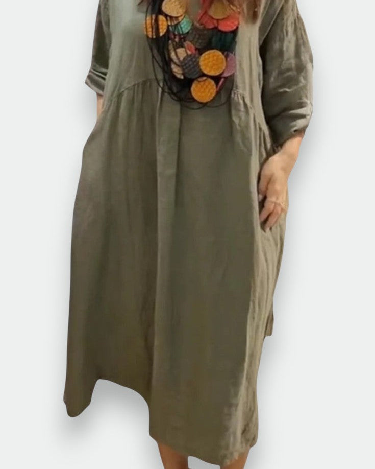 MANDIRA | Vestido de algodón y lino