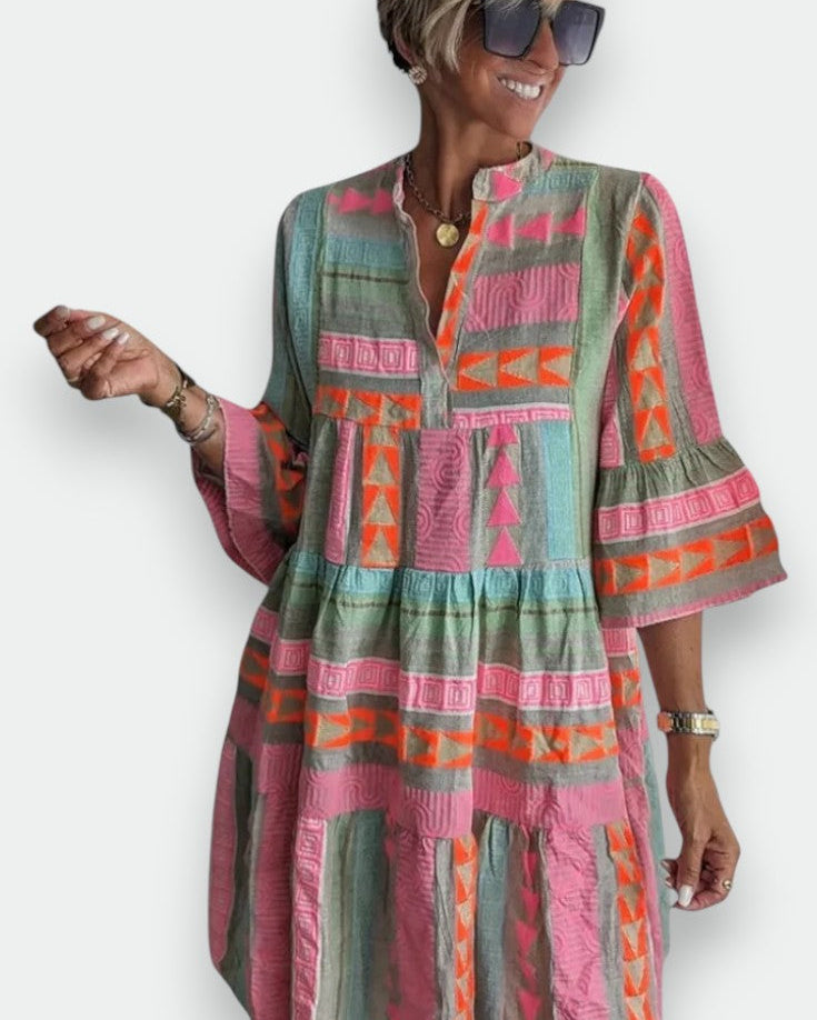 Juliane | Vestido Boho de Swing con Detalles de Volantes