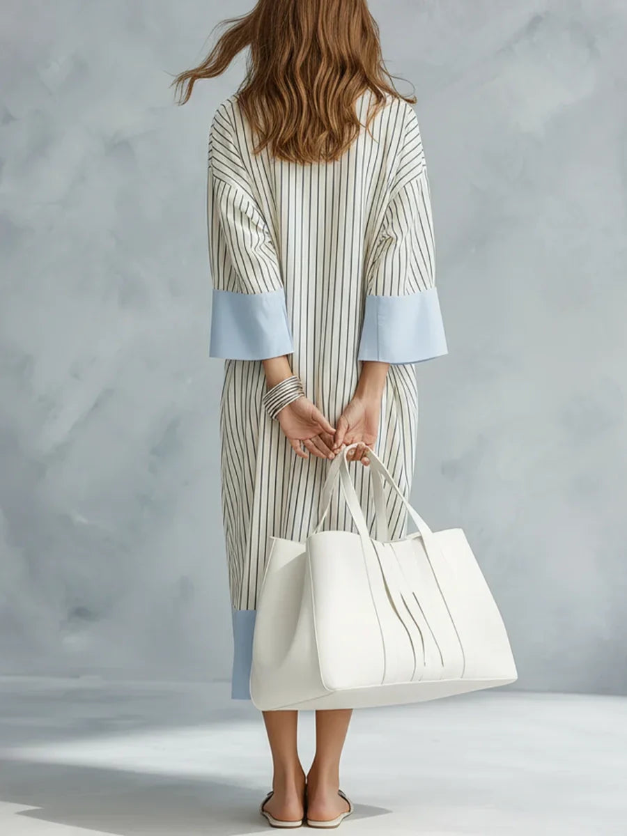 VESTIDO MIDI A RAYAS