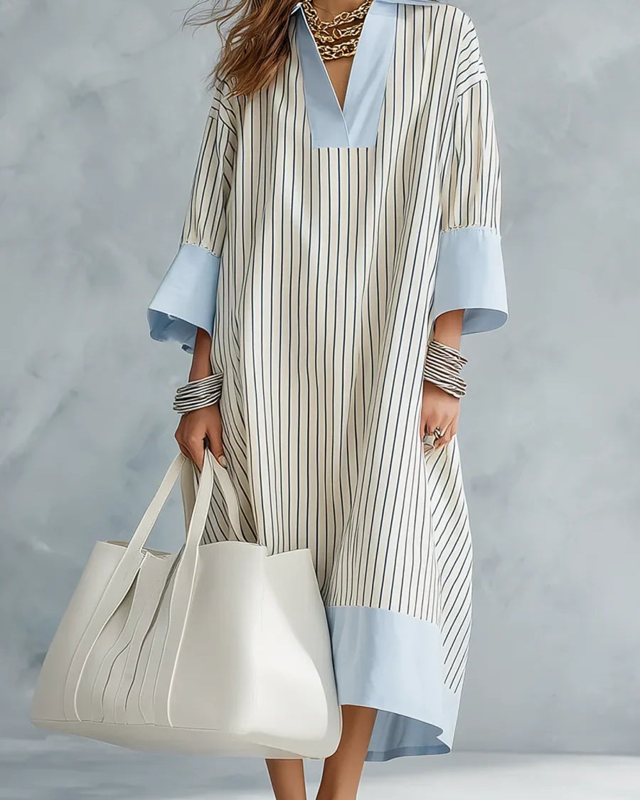 VESTIDO MIDI A RAYAS