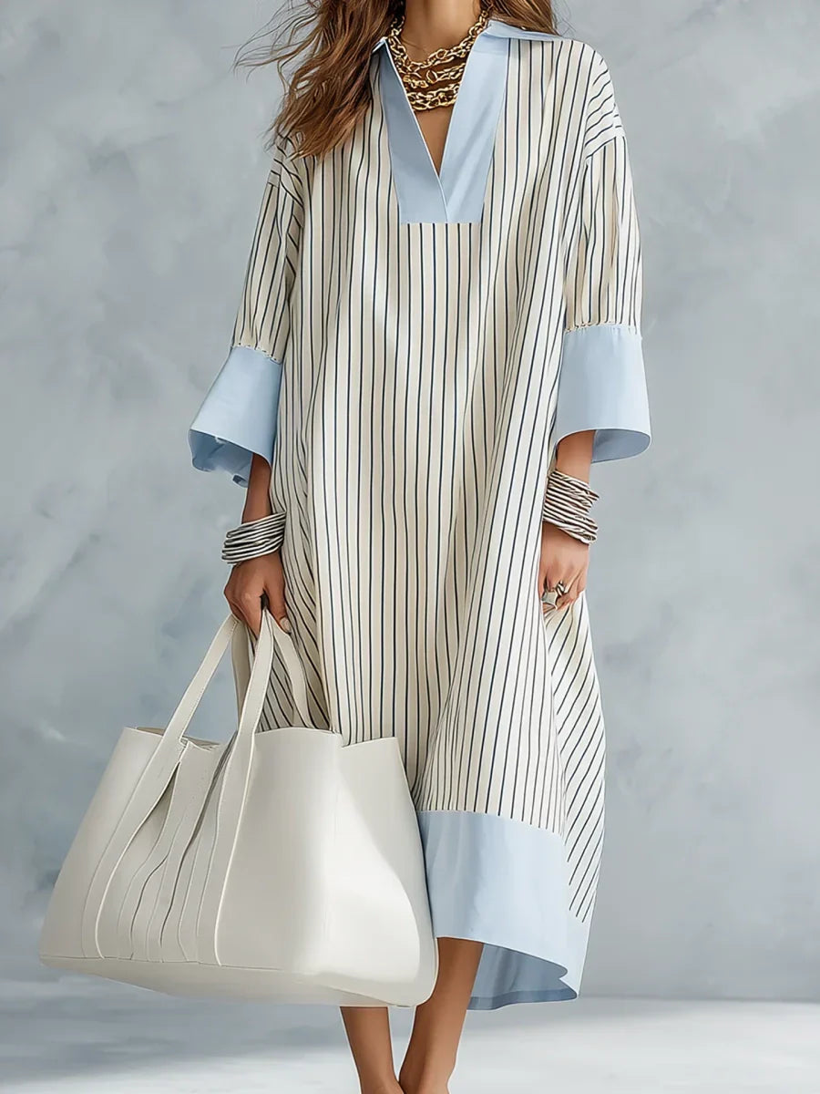 VESTIDO MIDI A RAYAS