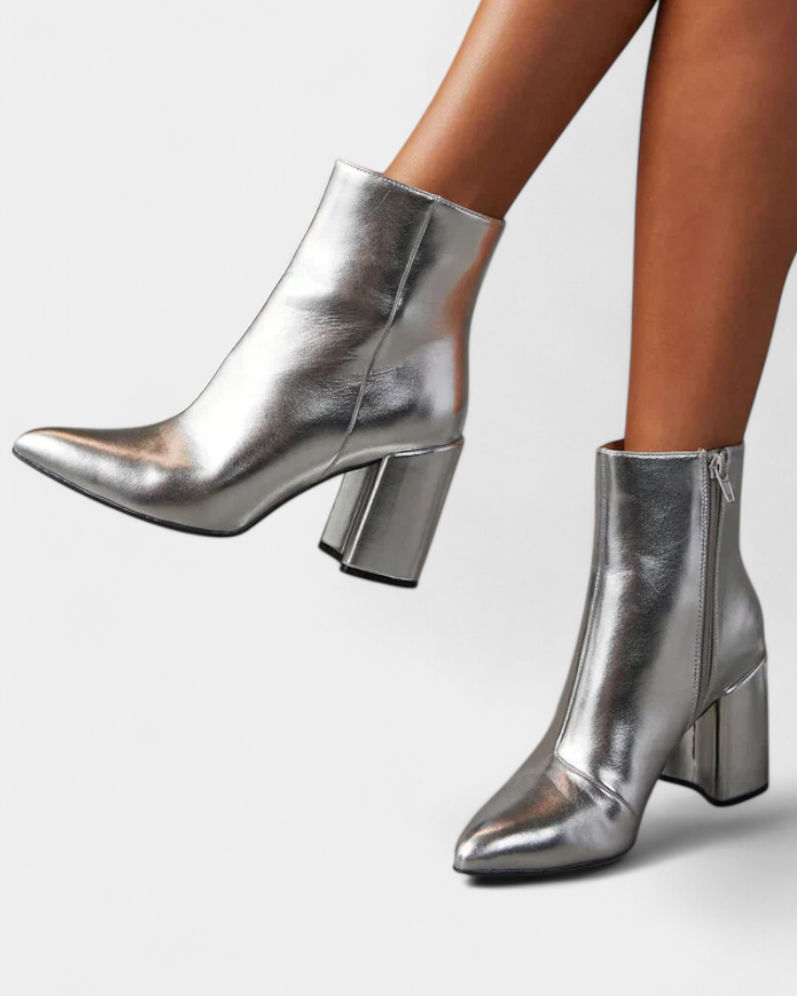 Ralica Botas de Tobillo Metálicas Plateadas